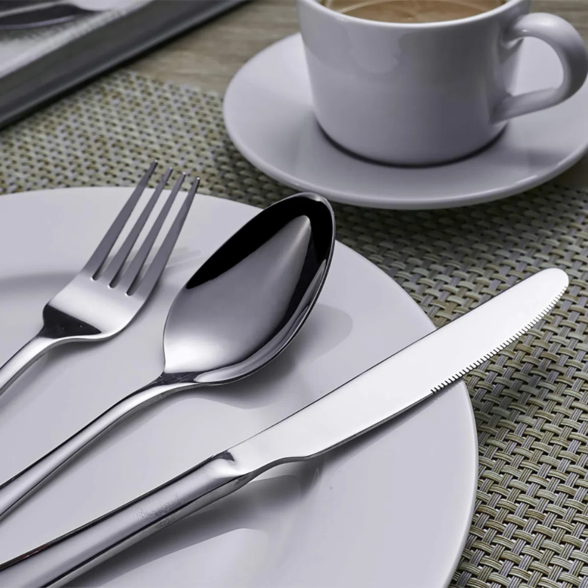 VANRA Set di posate per bambini 3 pezzi in acciaio inox 18/10 Set di posate per bambini Set di posate in argento Utensili per la cena per bambini (finitura cromata) (Forchetta Cucchiaio Coltello)
