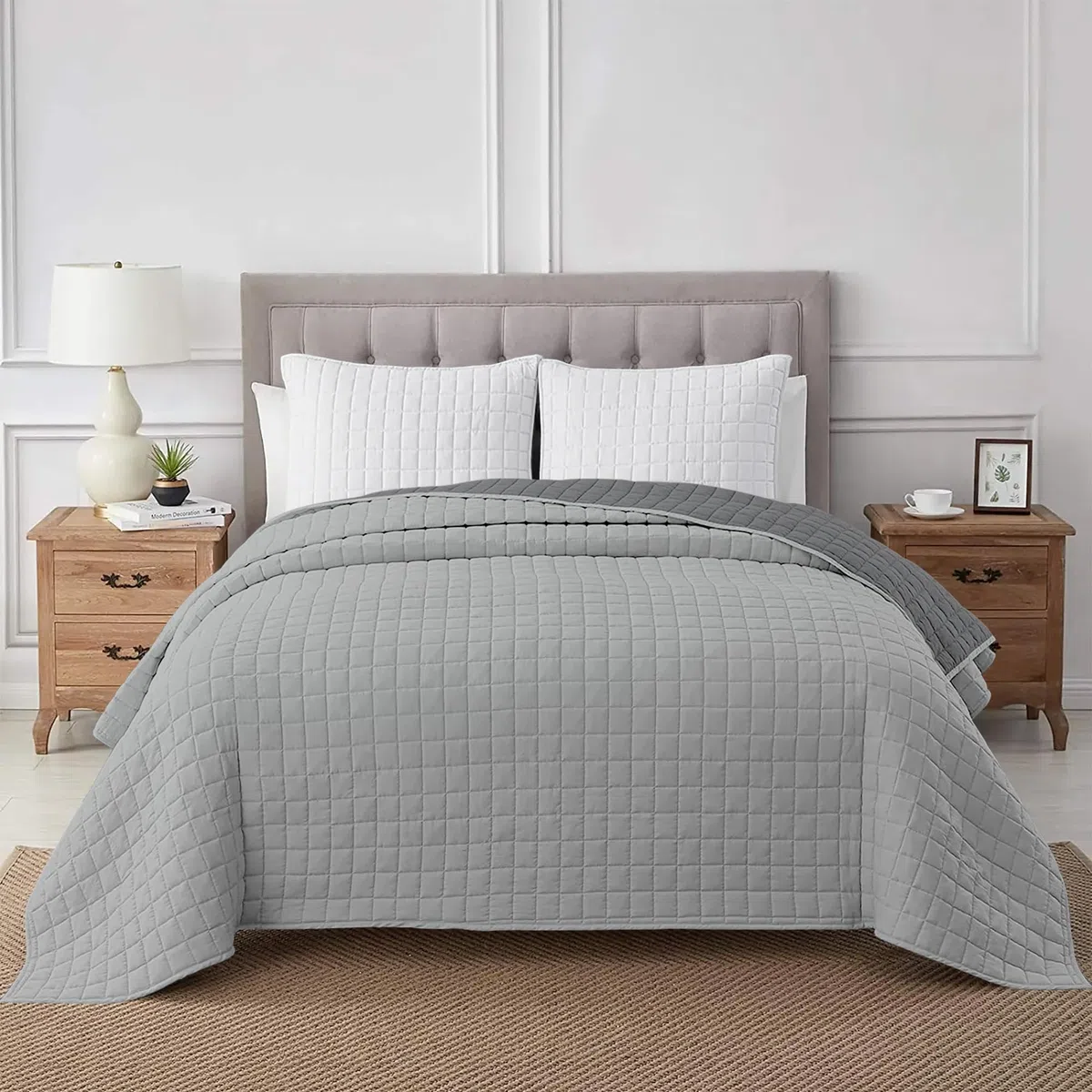 IlGruppone Passione Casa Trapuntino Coperta Primaverile Bicolore Trapunta Anallergica Piumino Mezza Stagione Antiacaro Colorato Tinta Unita Microfibra Manopesca Duck Friendly(Singolo)