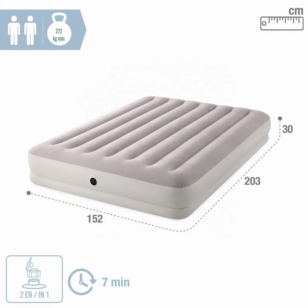 Intex Queen Dura-Beam Prestige Mid-Rise Airbed w/ USB150, Inflated Size: 1.52m x 2.03m x 30cm (64179)