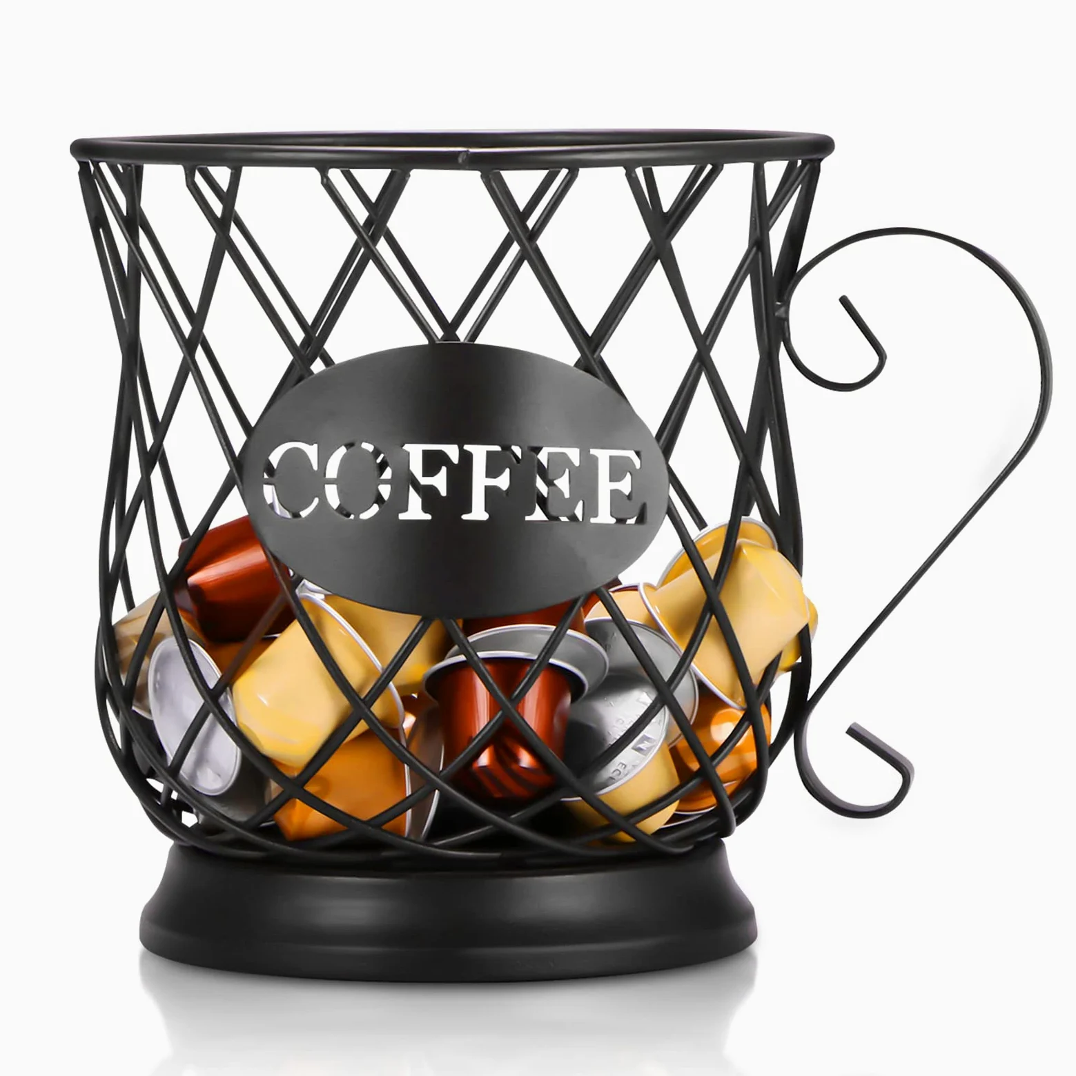 Cesto per Capsule da Caffè, Organizzatore di Cialde, Cestino Portaoggetti Design Originale Nero, Accessori Perfetti Grande Capacità
