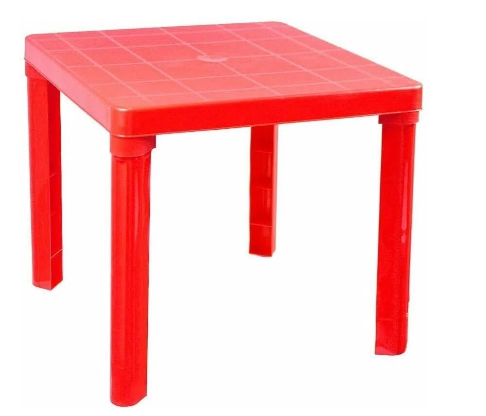Tavolino in Plastica per Bambini Tavolo da Gioco Tavolino in Plastica Rigida 50 x 50 per Interni Esterni Tavolo per Bambini Tavoli Colorati per Bimbi (ROSSO)