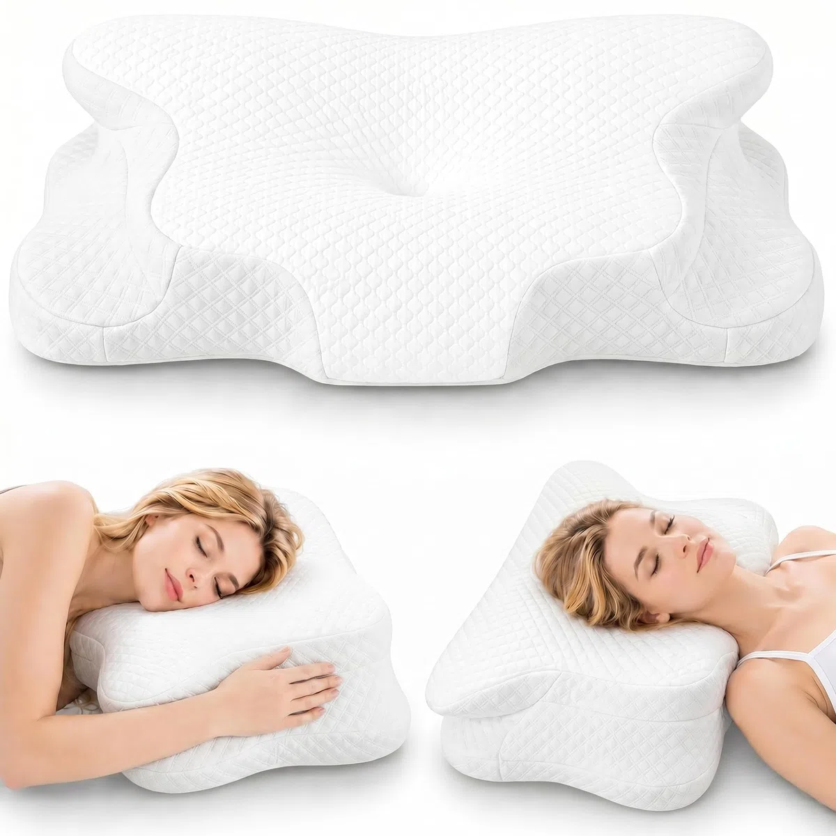 Cuscino Cervicale per Dormire | Cuscino Memory Foam Cervicale Anatomico OEKO-TEX | Cuscino per Cervicale Ergonomico Supporto al Collo | Guanciale Anallergico Sfoderabile e Lavabile Federa Traspirante