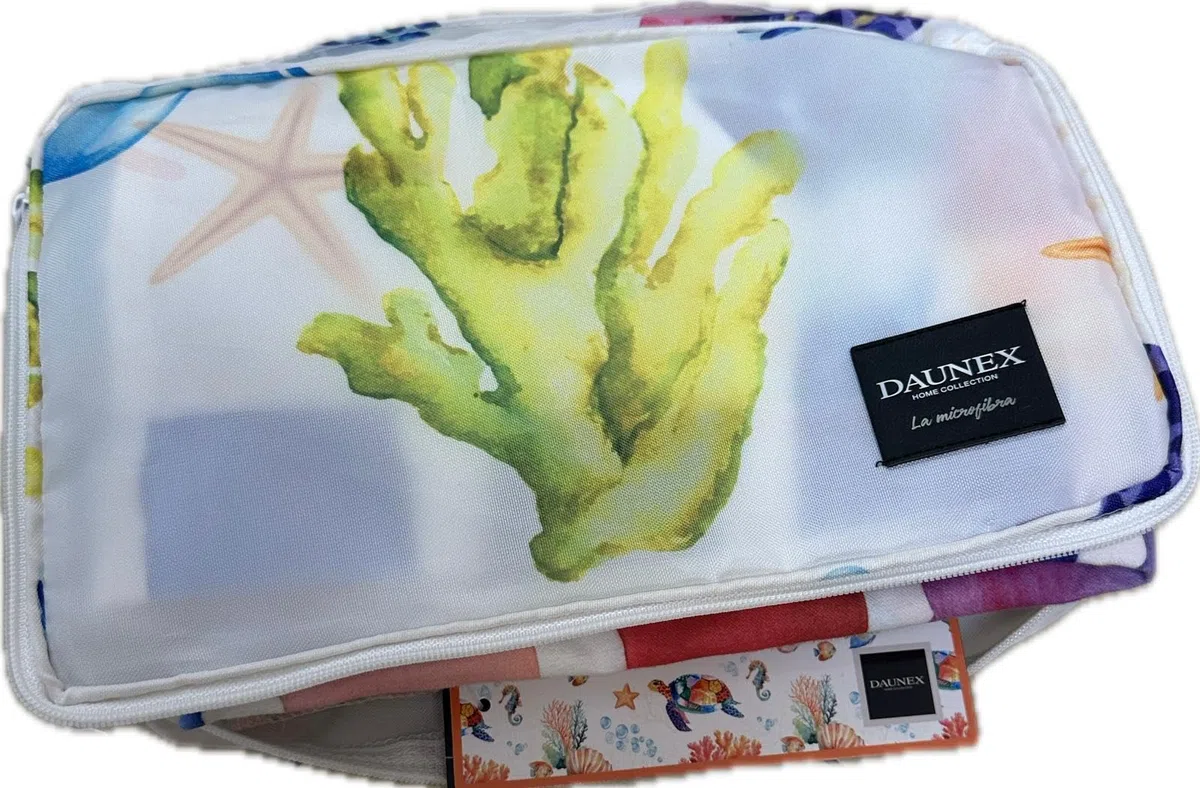 Daunex - Tartaruga, Telo Mare in Microfibra Compact Dry - Saving Space - con Stampa Double Face - 0653291 - Colore Multicolor