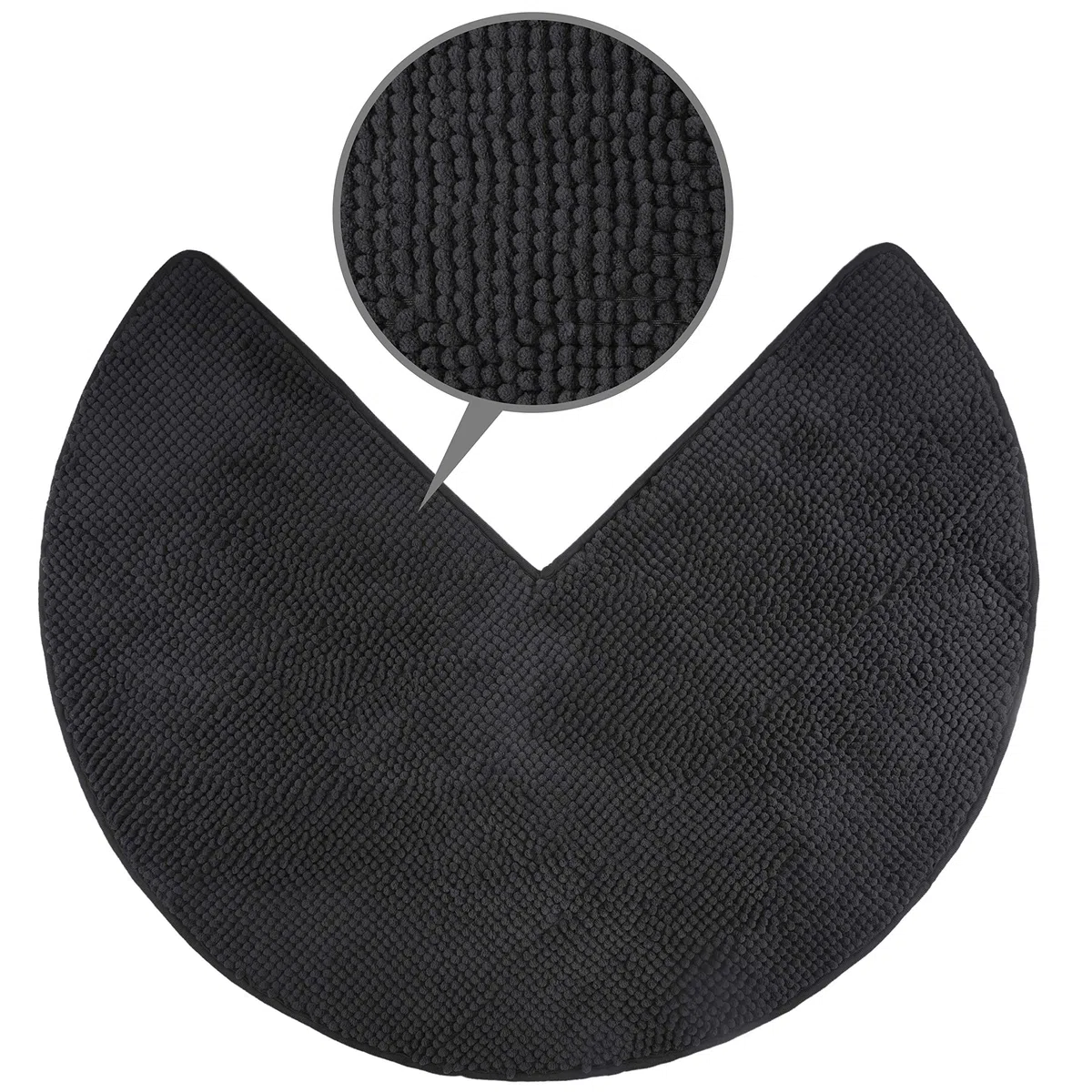 fluffy® Tappeto da bagno in ciniglia per docce angolari, con fondo antiscivolo (Rotondo | Dimensioni Interne 45 x 45 cm, Antracite)