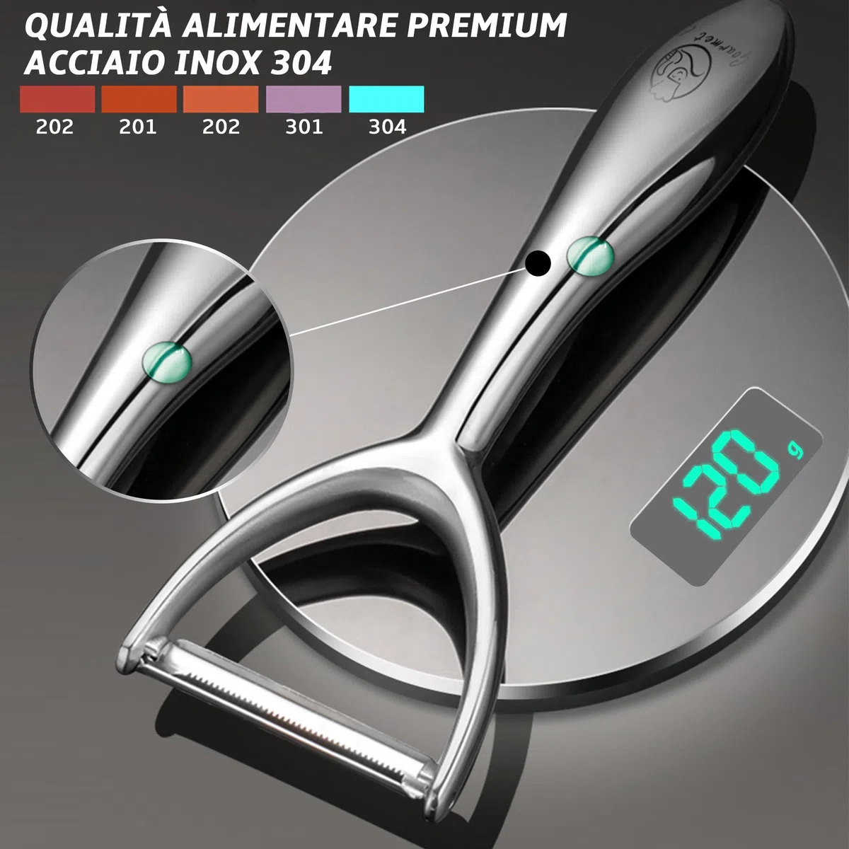 Econome in INOX di alta qualità per frutta e verdura I pelapatate con lama ultra affilata adatta come pelapatate di patate e asparagi con manico ergonomico e antiscivolo.