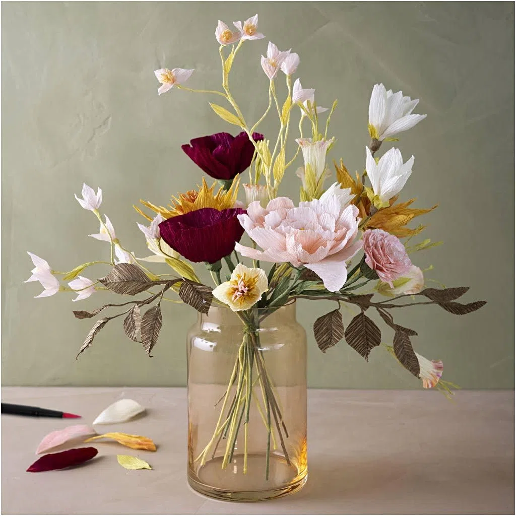 Creativ Company Sets Crepe Paper Bouquet - for Crafting Beautiful Crepe Paper Decoration