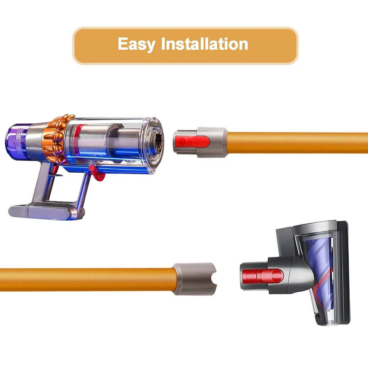 Tubo Ricambi per Dyson V15 V11 V10 V8 V7 Aspirapolvere, Tubo a Sgancio Rapido, Lunghezza 73cm（Oro）