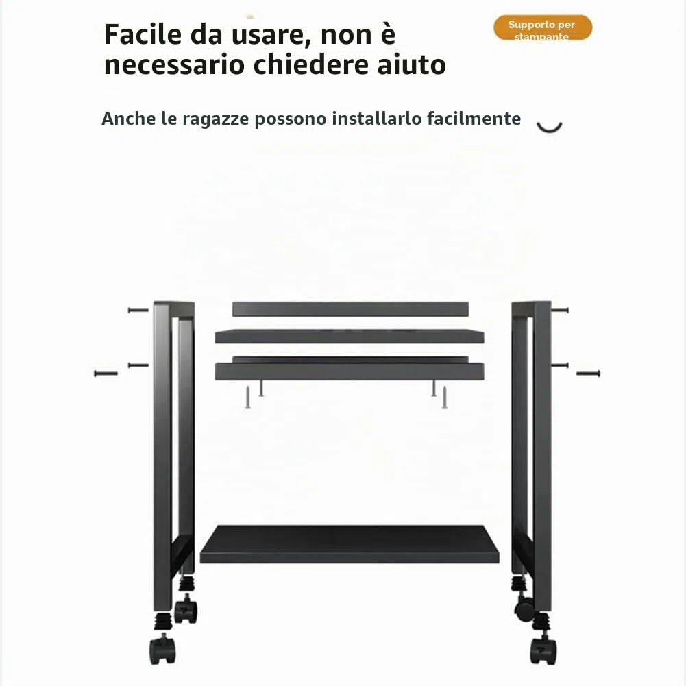 Supporto per Torre a 3 Livelli, Regolabile in Altezza, con Ruote, per PC, in Metallo, per Soggiorno, Camera da Letto, Studio, Ufficio, 51 x 30 x 69 cm, Nero