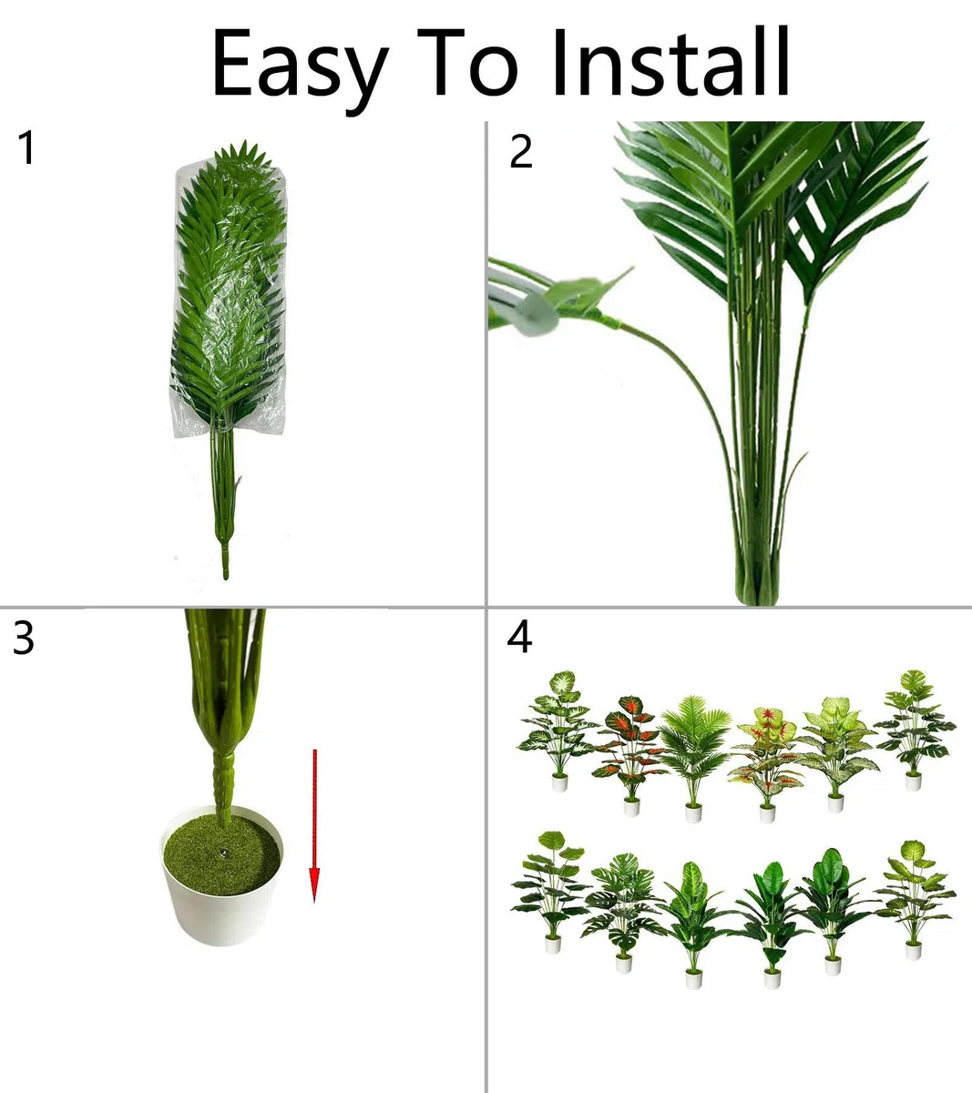 Pianta Artificiale Grandi Piante Finta da Interno Esterno, Alberi Finte in Plastica Vaso Decorativa per Soggiorno Camera da Letto Cucina Balcone Ufficio Casa (80cm Verde Palma)