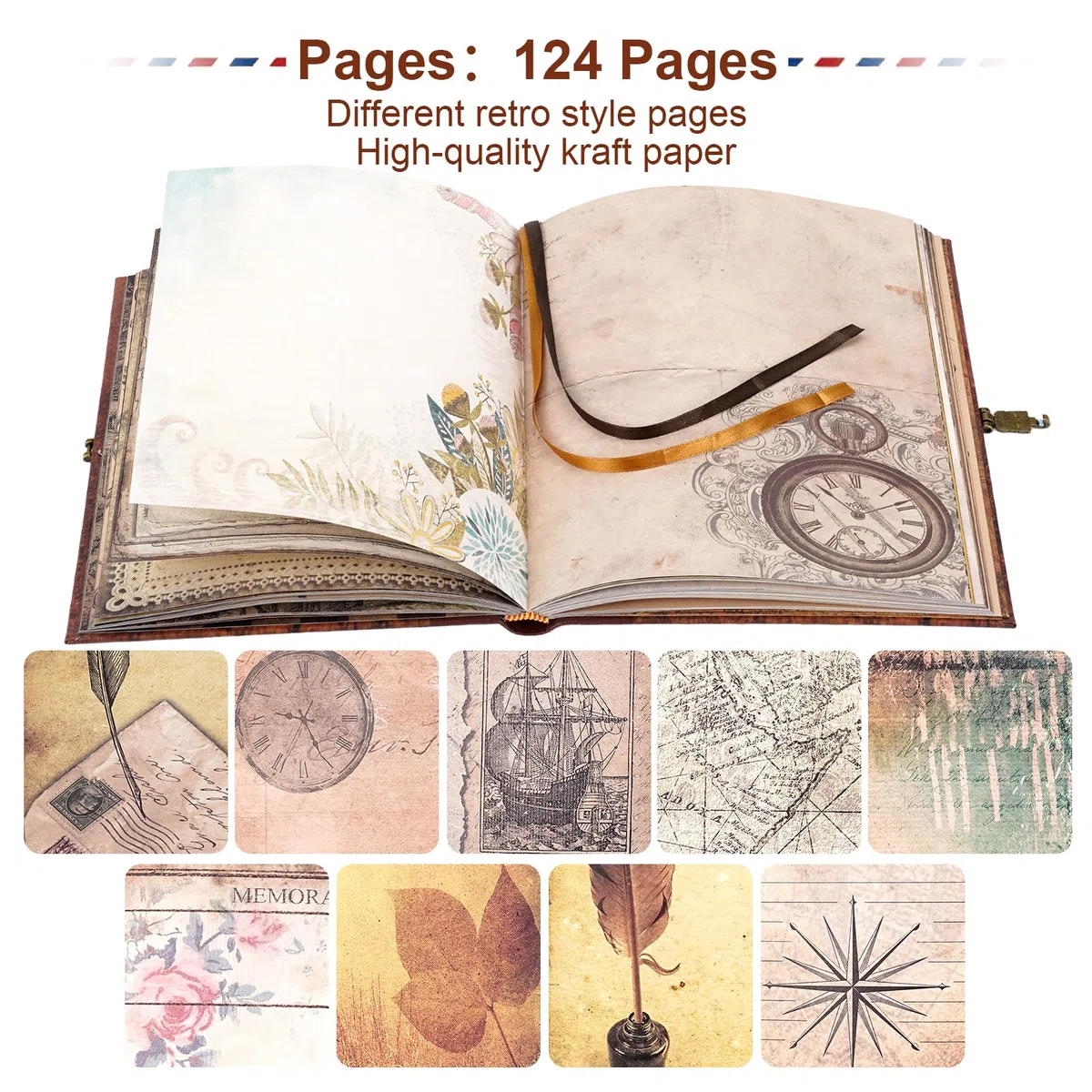 Album Fotografico per Scrapbooking "My Adventure Book", Copertina Rigida in Stile Retrò, Album di Viaggio, Libro dei Ricordi per Anniversario, Matrimonio, Regali di San Valentino, Natale, Idee