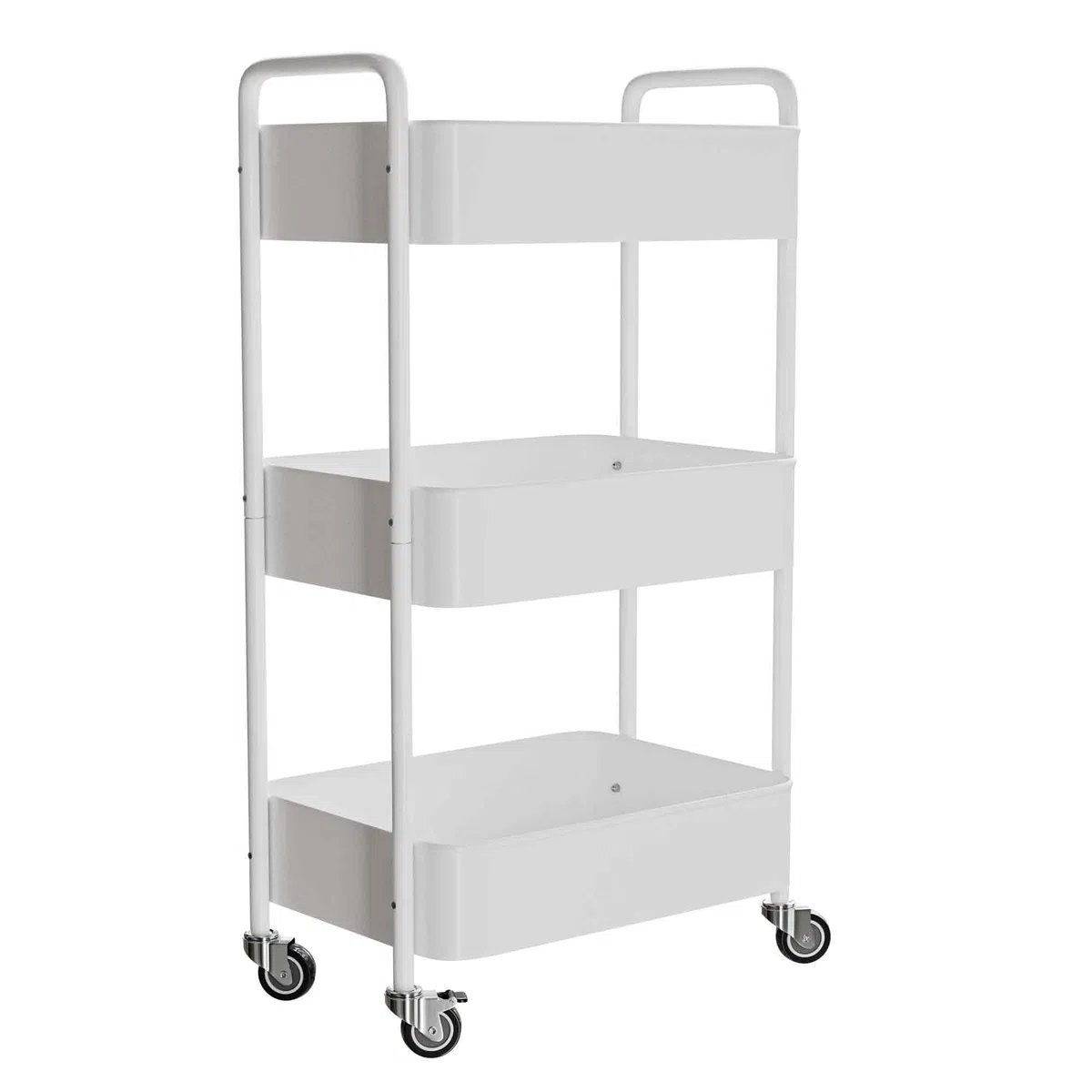 Amig - Carrello da cucina a 3 livelli con ruote Mod. LINN - Scaffale ausiliario in acciaio - Bianco - Carrello multiuso per cucina, bagno o ufficio - 40,5 x 28 x 76 cm