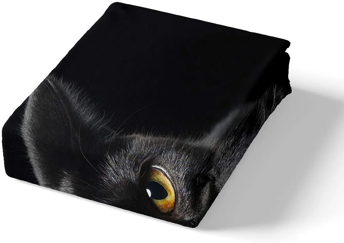 Loussiesd Set di biancheria da letto con motivo gatto, set copripiumino per bambini, motivo gattini carini, in microfibra leggera, decorazione gatto nero misterioso, misura king size
