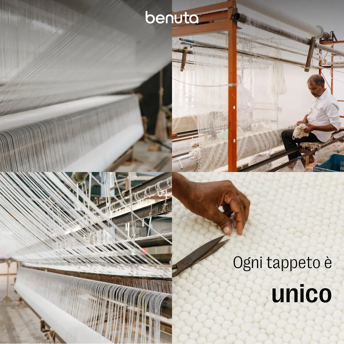 benuta Basic Tappeto cotone lavorato a mano Ron - Bianco 60x120 cm - 100% cotone - Design: Uni, Minimalista, Natural Living - Facile cura per salotto e stanza