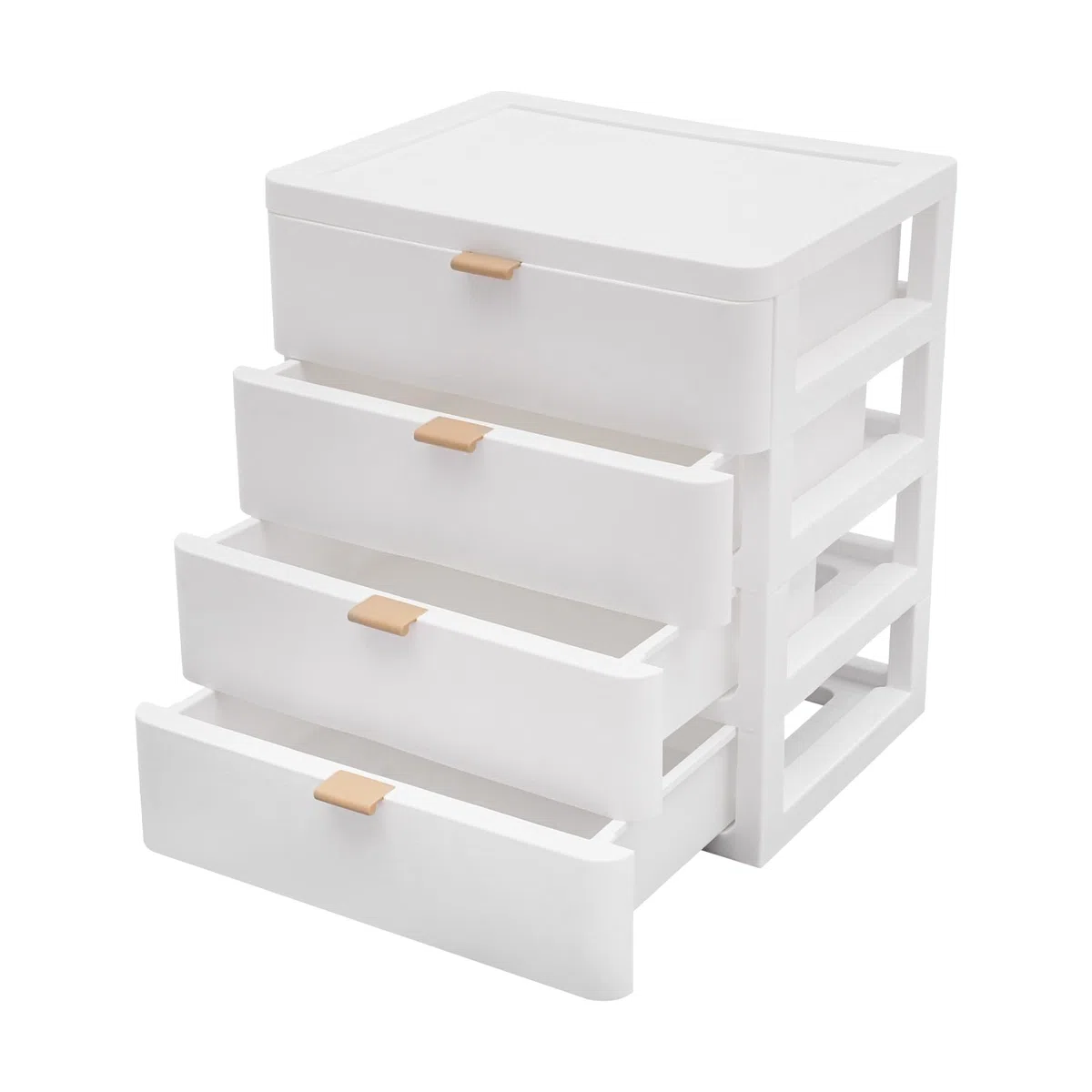 Cassettiera bianca con 4 cassetti, cassettiera a rotelle per ufficio, 26 x 20,2 x 29 cm, grande capacità, semplice cassetto trasparente per ufficio scolastico a casa