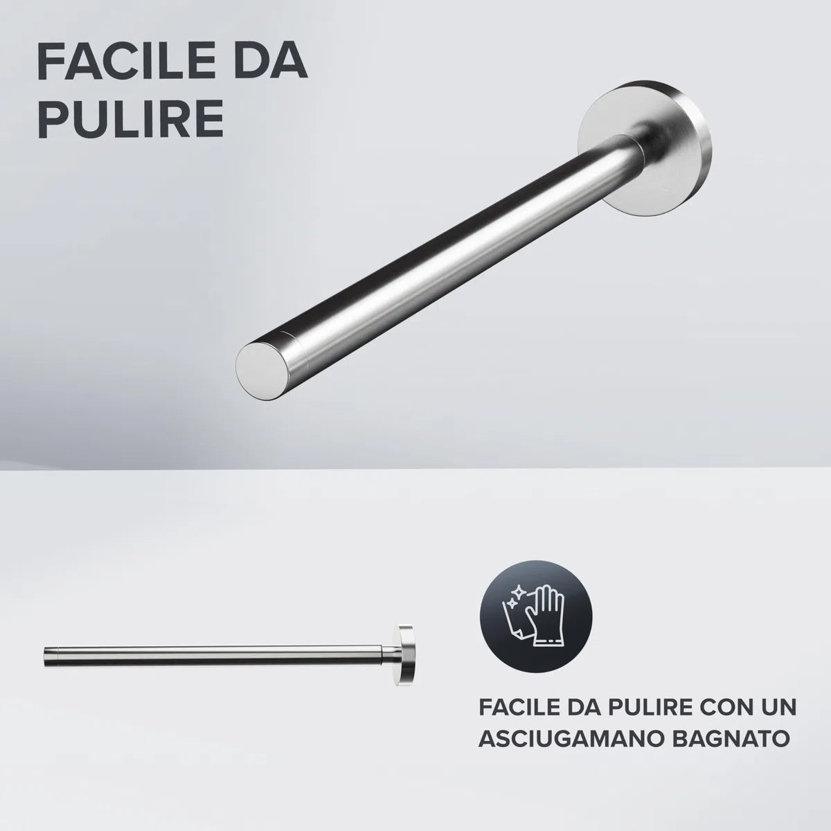 ovimar portasalviette telescopico Lyngvig | acciaio inox | argento | da forare | allungabile con due aste come portasalviette per asciugamani | supporto da forare o incollare alla parete del bagno