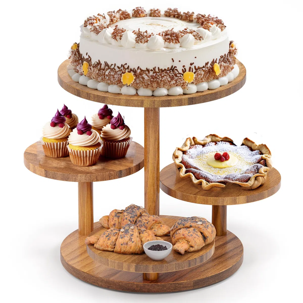 HURZMORO Alzata a 4 piani per 50 cupcake, supporto per dessert, torte, ciambelle, frutta e salatini per Natale, matrimonio, compleanno