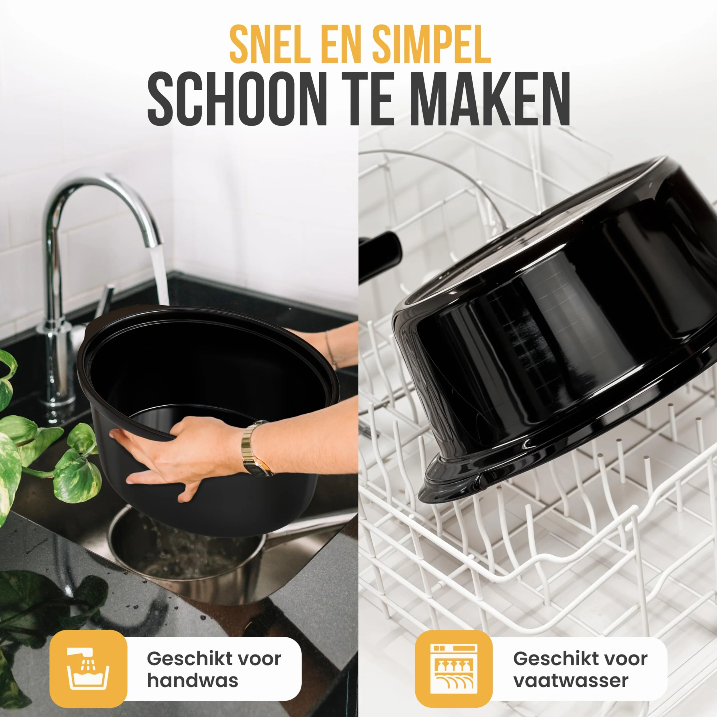Strex Pentola a cottura lenta 3,5 L - Pentola interna in ceramica rimovibile - Funzione di mantenimento in caldo - Slow Cooker - Nero