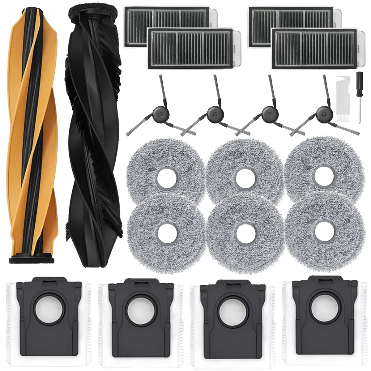 Accessori di Ricambi per Dreame X50 Ultra Complete/ L50 Pro Ultra/ X50 Master/ L40s Pro Ultra, Kit 1 Set Spazzola Principale, 4 Filtri Hepa, 4 Spazzola Laterale, 4 Sacchetti Aspirapolvere, 6 Panni Mop