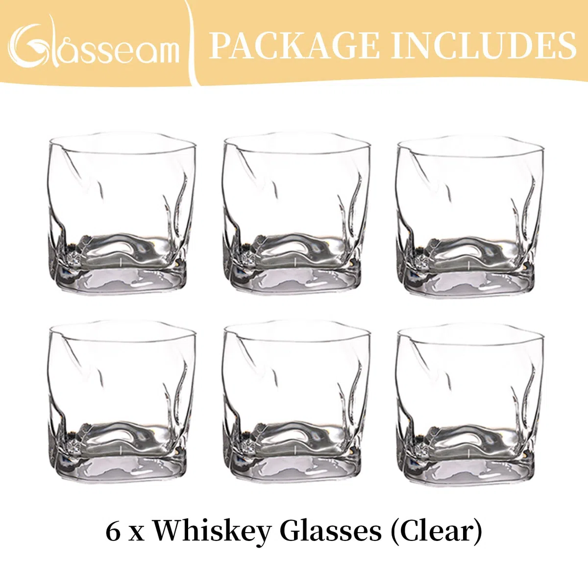 Glasseam Bicchieri Da Whisky Irregolari Set Di 6 Bicchieri Da Scotch Con Pieghe Inclinate Bicchiere Da Whisky Alla Moda 250Ml Per Papà, Marito, Amici, Bicchieri Per Bicchiere Da Bourbon/Rum/Bar
