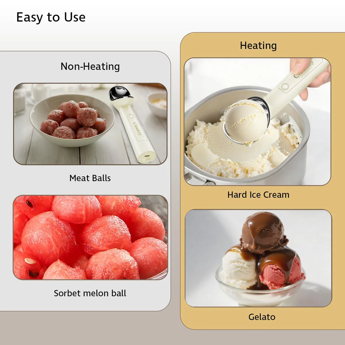 Paletta per gelato riscaldata con interruttore on/off (ultima generazione 3.0): paletta elettrica ricaricabile per gelato con supporto, gadget da cucina 2025 per gelato duro, impermeabile