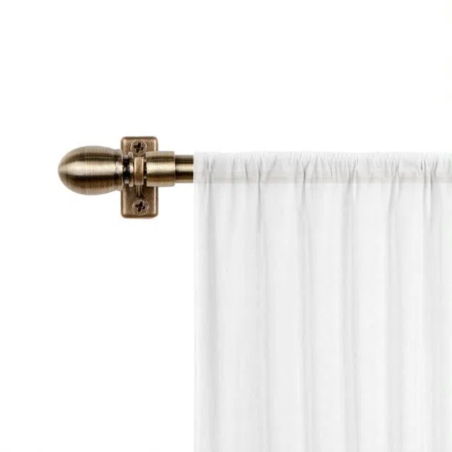 Mardom - Mini asta per tende ovale, allungabile, 120-200 cm, per tende a pannello, asta per tenda con supporto per bastone, asta regolabile con accessori (ottone anticato)