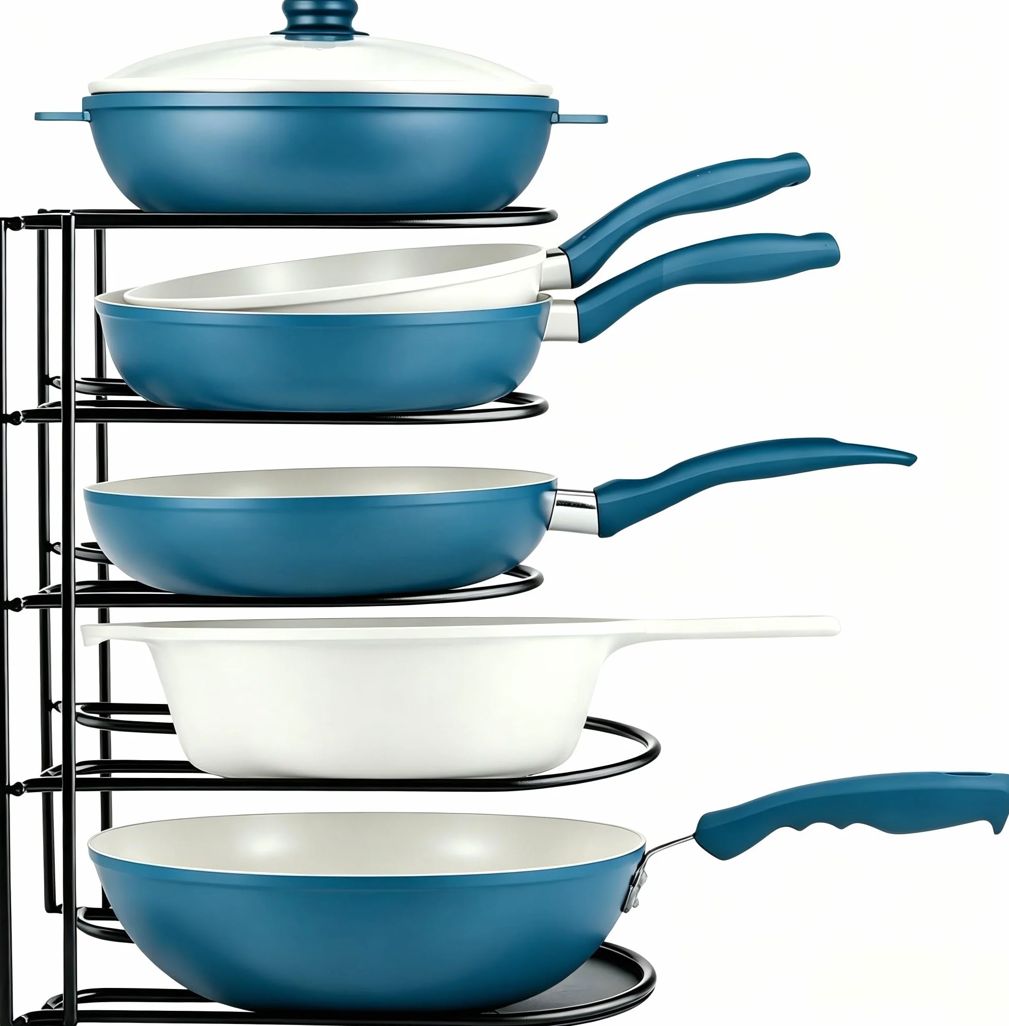 Organizer per pentole e pentole resistenti a 5 ripiani per conservare padelle in ghisa piastre e pentole poco profonde struttura in acciaio resistente salvaspazio per la cucina
