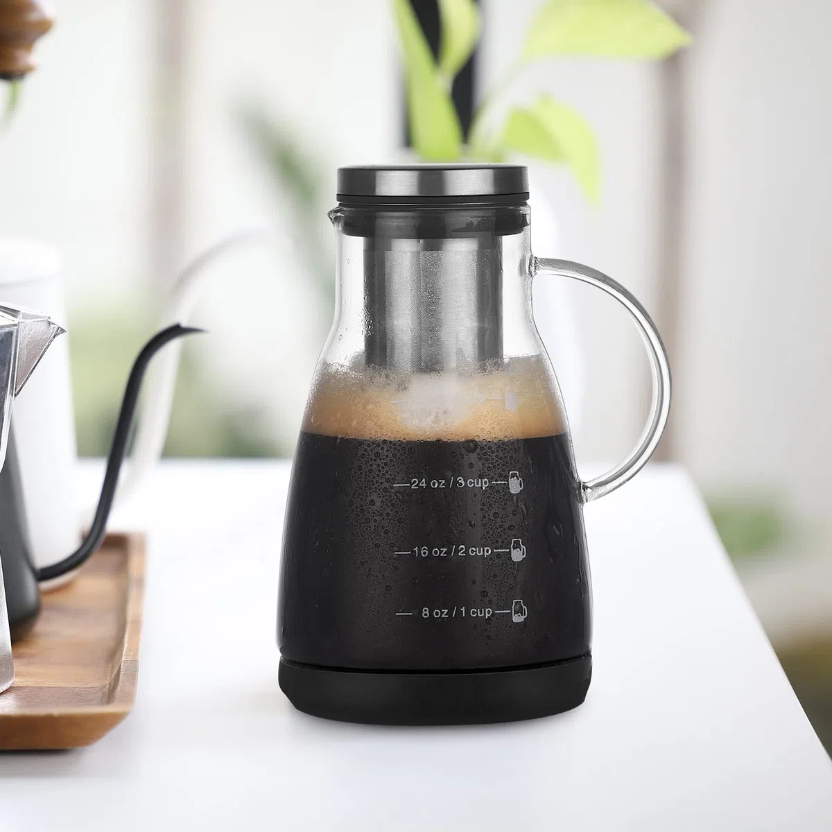 Coffee Maker | Macchina da Caffè, Senza Plastica, Vetro, con Percolatore in Acciaio Inox, 960 ML