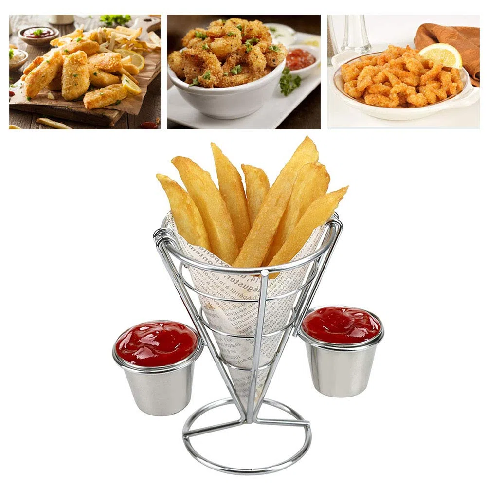Supporto per Patatine Fritte, 4 Confezioni Conico Facile da Pulire per Casa Famiglie Ristoranti Bar Caffè Feste