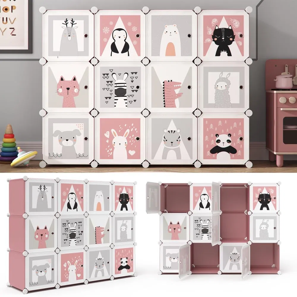 Vicco scaffale portagiochi bambini Andy, rosa, 145 x 110 cm 12 scomparti