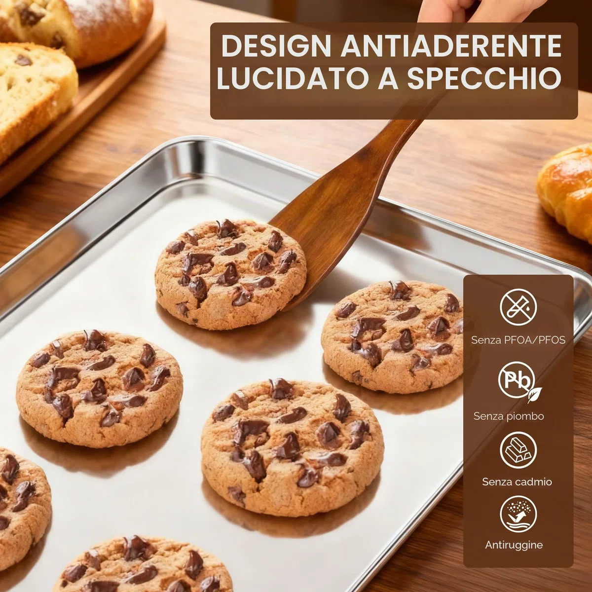 Fire More Teglia da Forno con Griglia di Raffreddamento Rimovibile in Acciaio Inox, Set da 1 Pezzo (1 teglia + 1 griglia), 40,5x30,5x2,5cm, Lucida e Antiruggine, Lavabile in Lavastoviglie