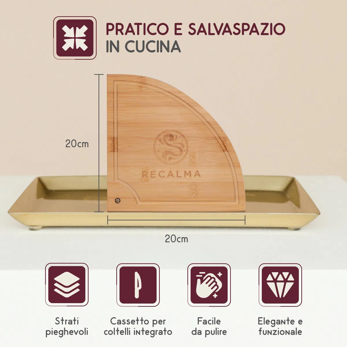 Tagliere per Formaggio in Bambù con 2 Coltelli, Set con 4 Strati e Formaggiera