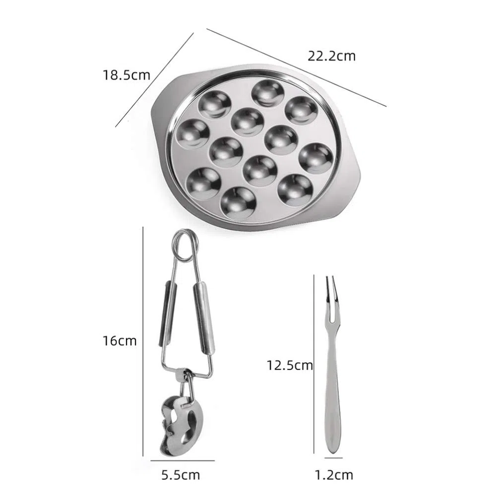 DOITOOL 2 Set di Piatto per Lumache Piatto per Lumache in Acciaio Inox 12 Fori con Pinze per Lumache E Forchette per Lumache per Ristorante Dell'hotel