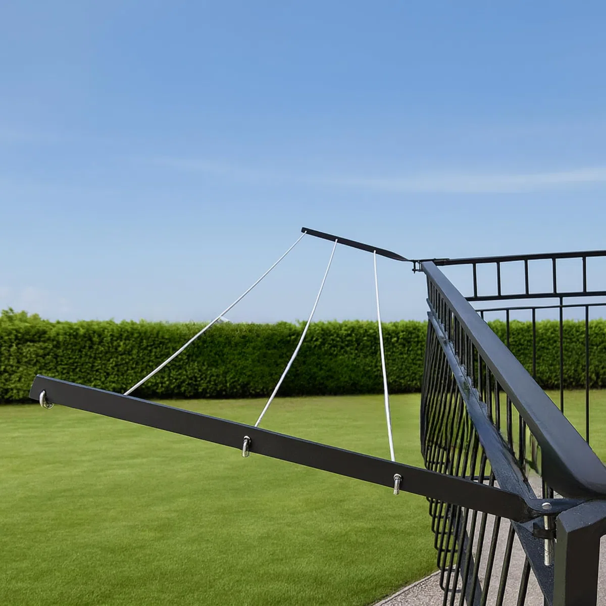 PALUPLUS Set 2 Bracci per Stendibiancheria da Balcone da 60 cm color Nero, Aste per ringhiere in ferro Verniciato con perni in acciaio e 3 Fori per i Cavi, Made in Italy -4088F -2,6