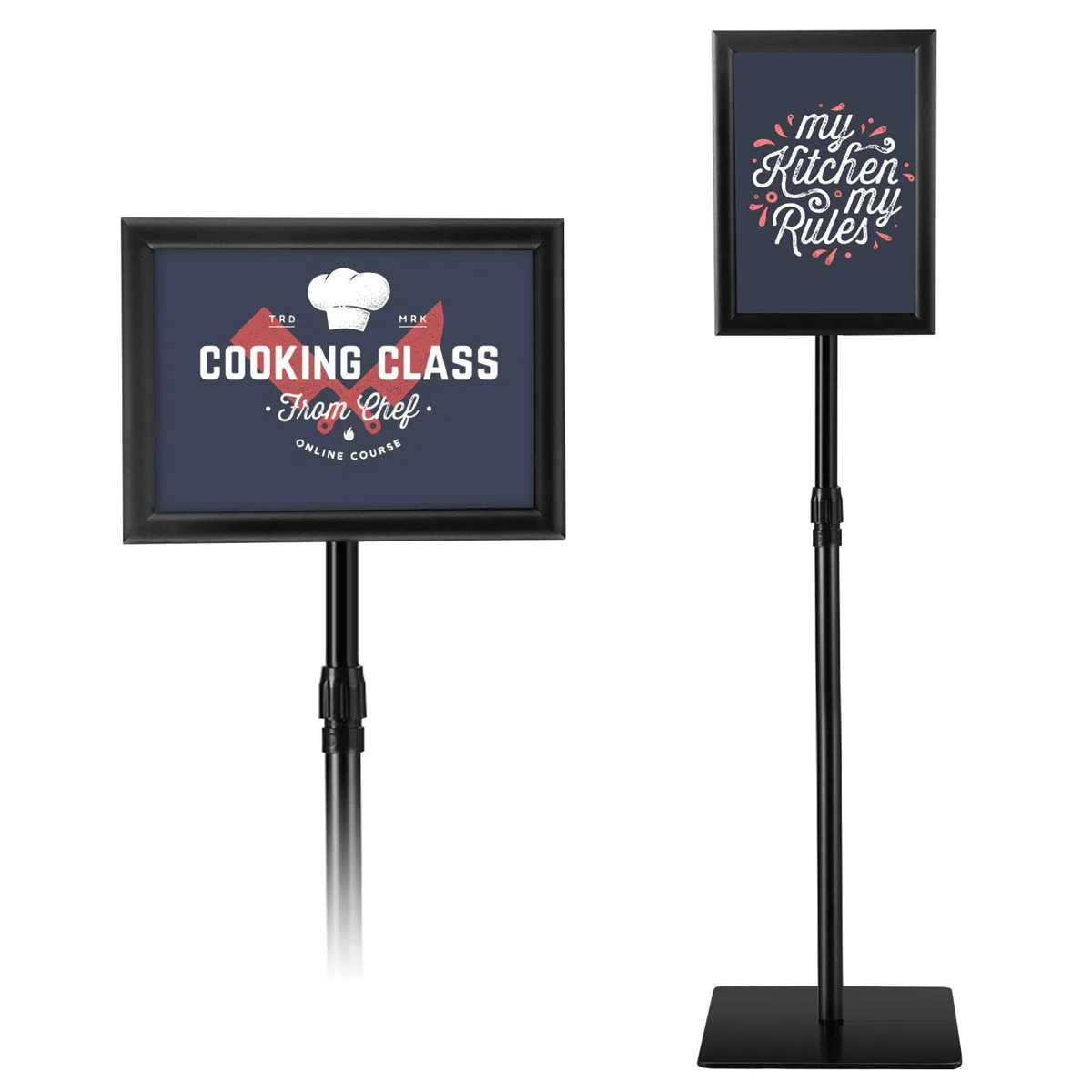 RELAX4LIFE Stand Espositore da Terra per Poster con Cornice a3/a4 in Plexiglass, Altezza Regolabile e Basa Quadrata Girevole a 360° (NERO, A4-1 PEZZO)