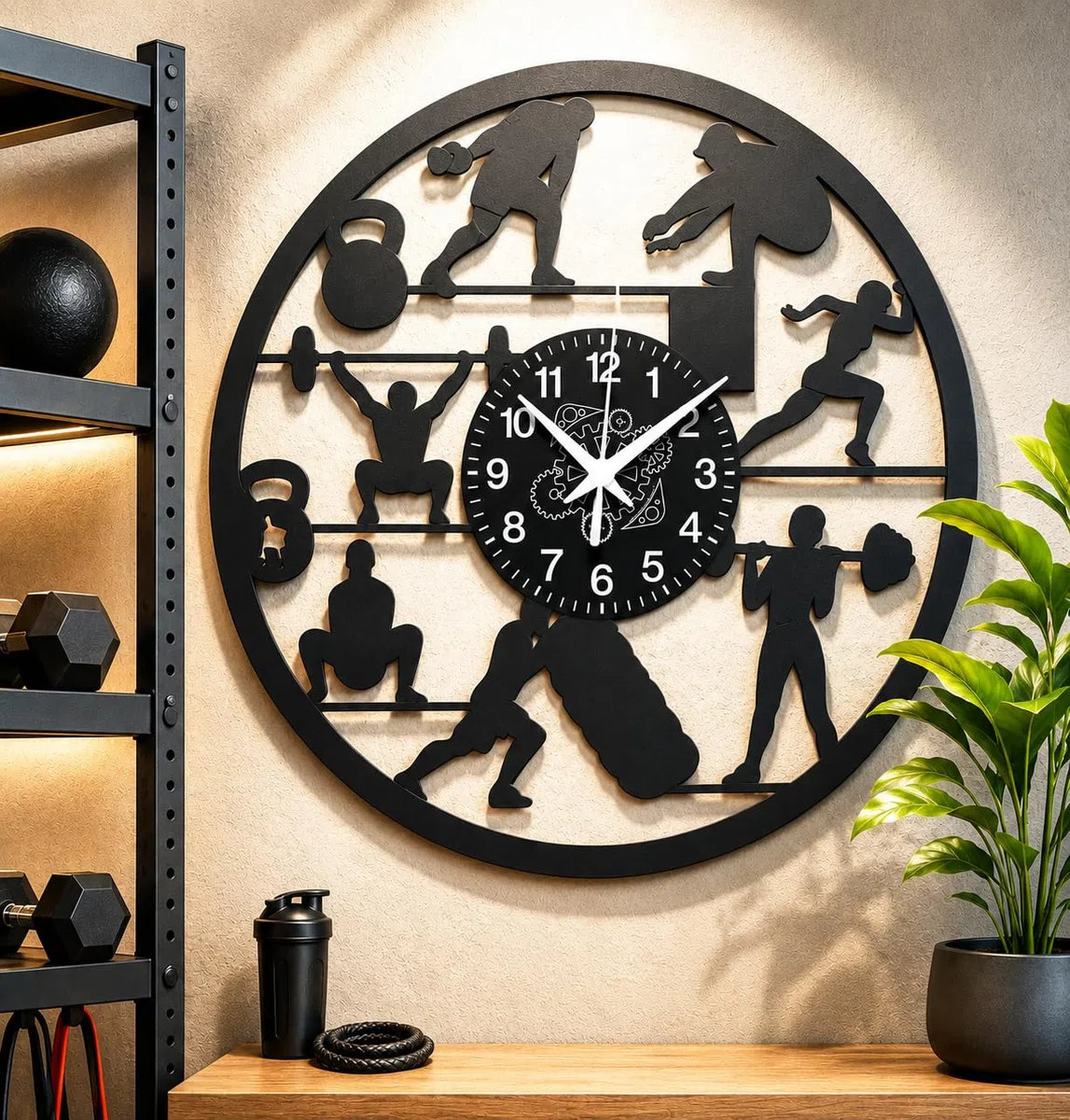 Orologio da Parete Palestra | Design Fitness Gym | Idea Regalo per Appassionati di Sport