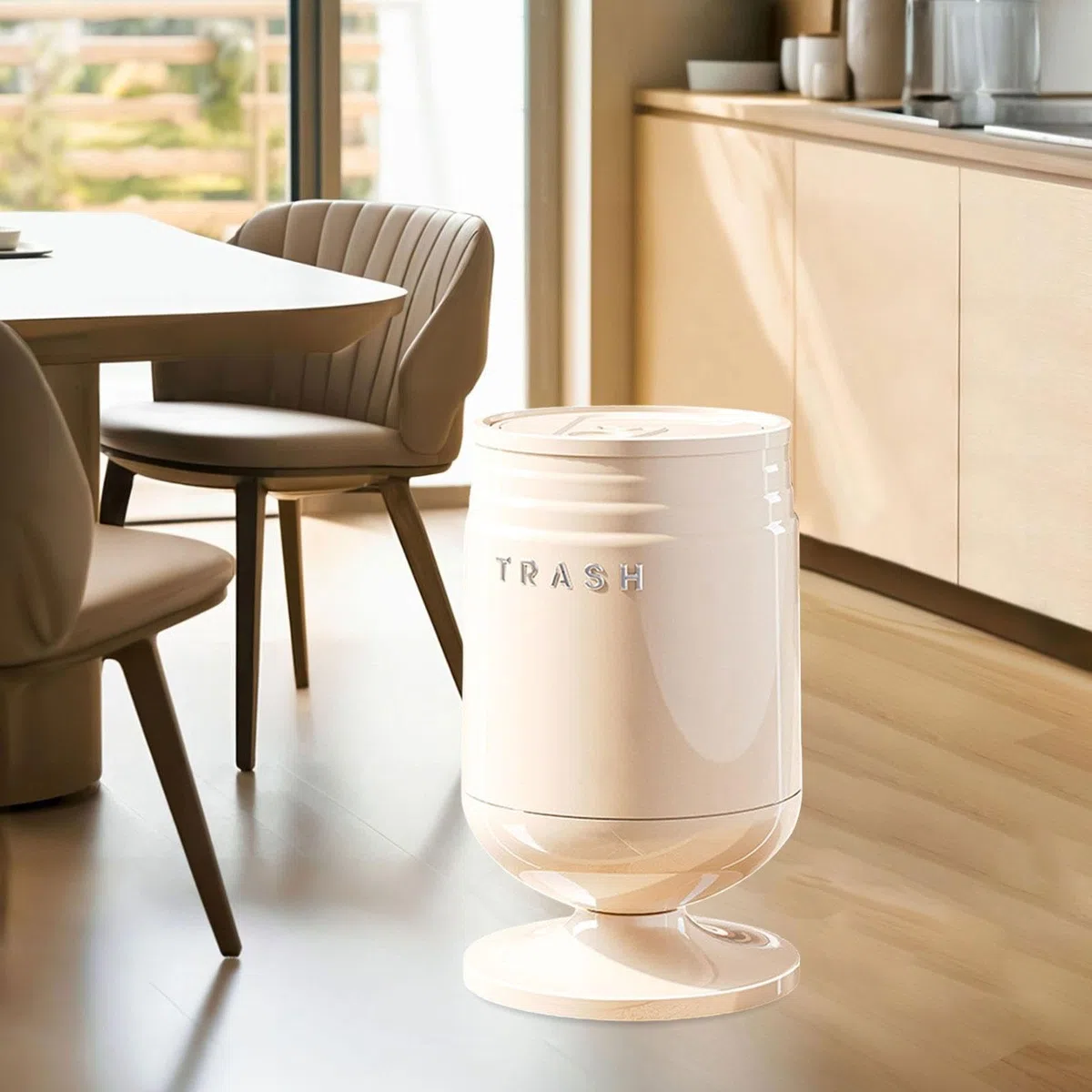 IoensyPattumiera con Coperchio Flip, Cestino Raccolta Rifiuti Doppia Camera Bidone Portarifiuti Robusto in Materiale PP, Ampio Contenitore per Riciclaggio, Bianco, M