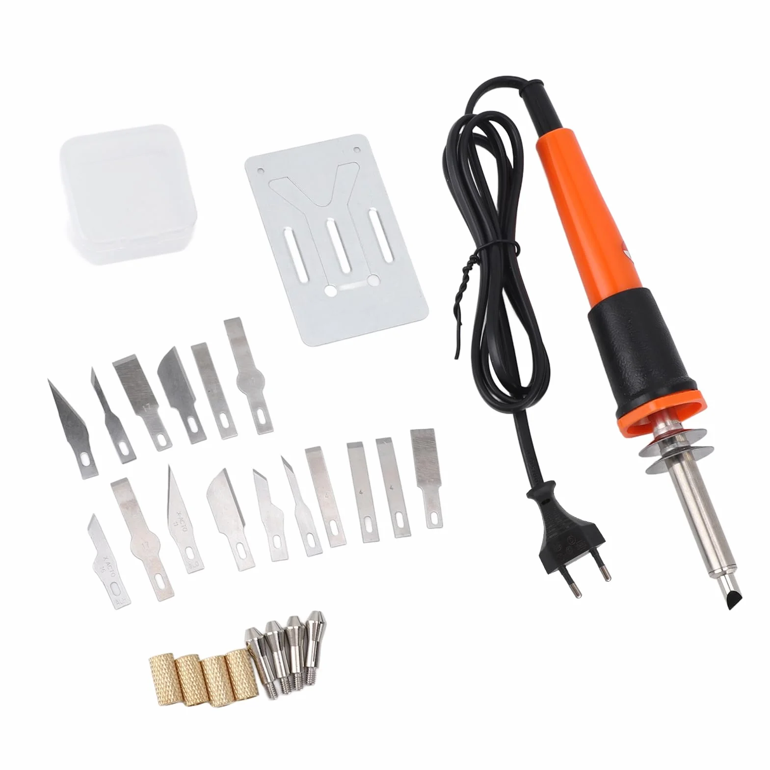 Fdit Kit di Utensili per Taglierina Elettrica a Coltello Caldo, Set di Taglierina Termica da 27 Pezzi con 16 Lame e Supporto in Metallo 400 ℃ Ad Alta Temperatura per Plastica in Legno (EU 220V)