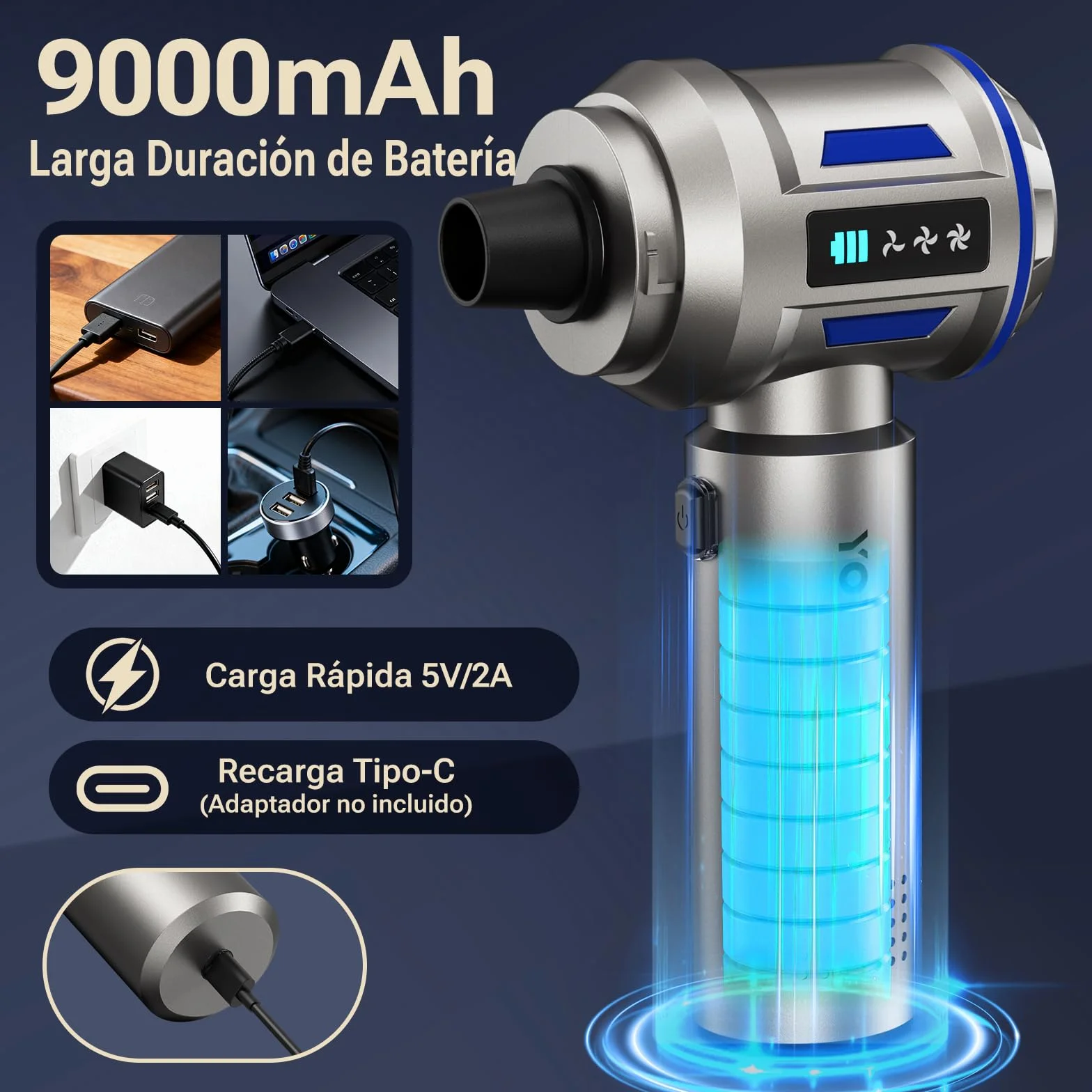 Yomile Aspirabriciole Senza Fili, 27000PA 4 in 1 Aspirapolvere per Auto Portatile,Aspiratore e Soffiatore con Motore Brushless Mini Aspirabriciole Senza Fili Potente per Auto Casa (AD10, 27000)