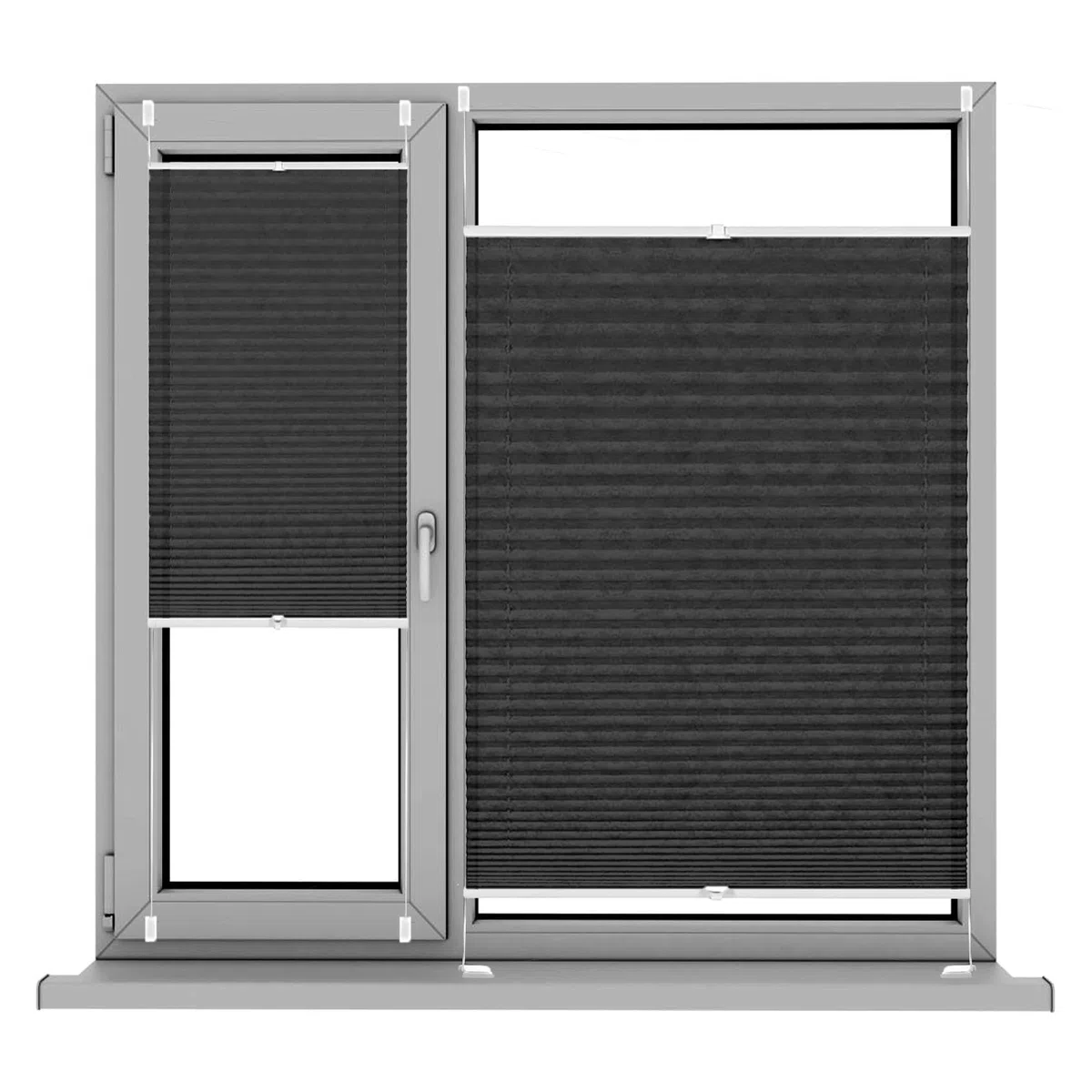 Tende plissettate, Tenda Plissettata, 30 x 140 cm protezione da sole e sguardi indiscreti, Tenda Plissettata per lucernario Parti per Il Montaggio Incluse, per tutte le finestre interne, Nero