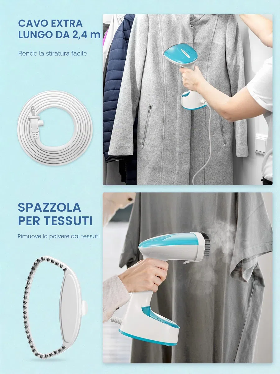 VINATO Ferro da Stiro Verticale, Piastra Da 1300 Watt, Ferro Da Stiro Verticale e Orizzontale, Riscaldamento Rapido, Rimozione Rapida Delle Pieghe, Ideale Per I Viaggi E La Casa