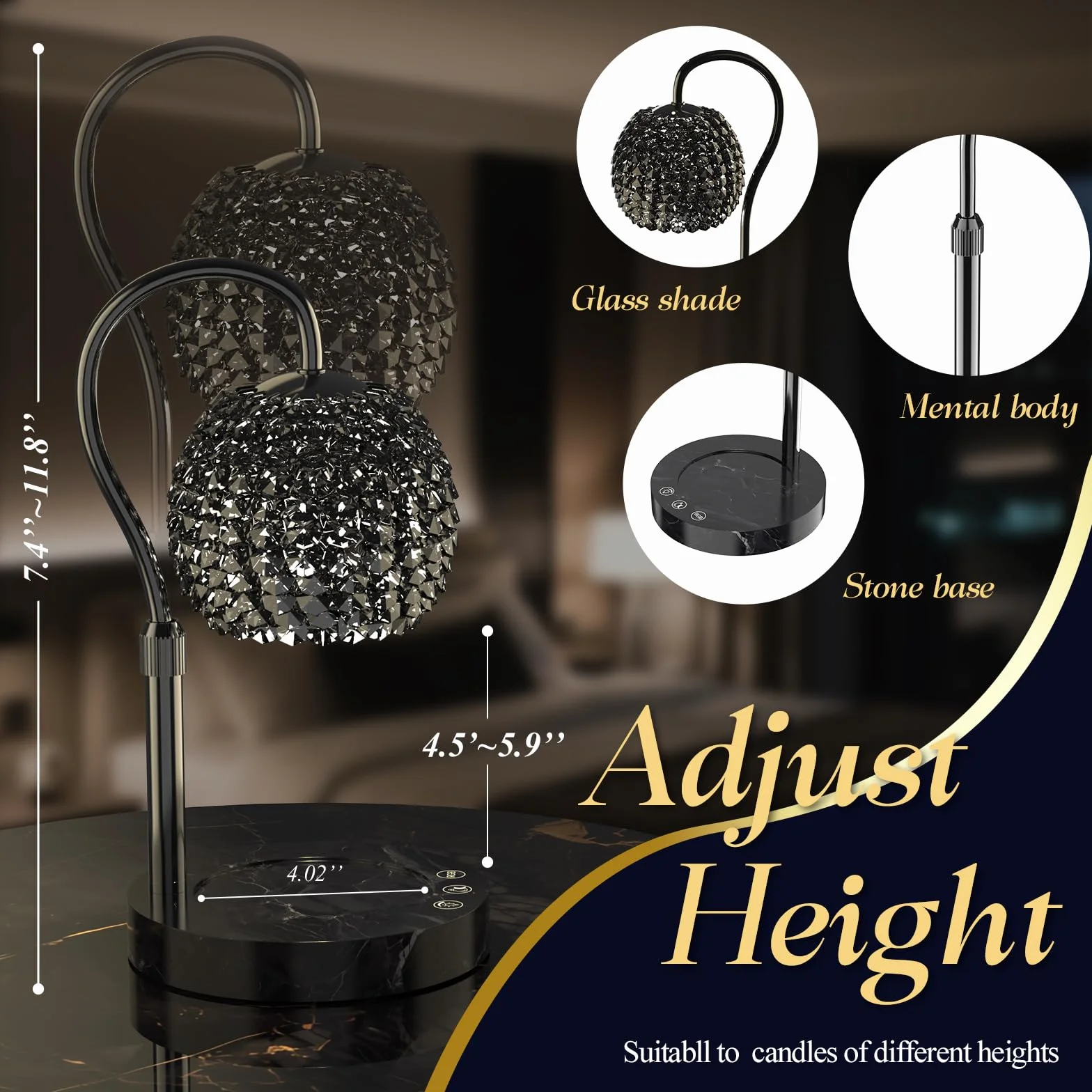 Lampada Riscaldante Candela a Forma di Cabinetta - Scioglicera Profumata senza Fiamma Stile Rustico Montabile a Parete, Luci Notturne Decorative per Casa, Camera da Letto (nero1)