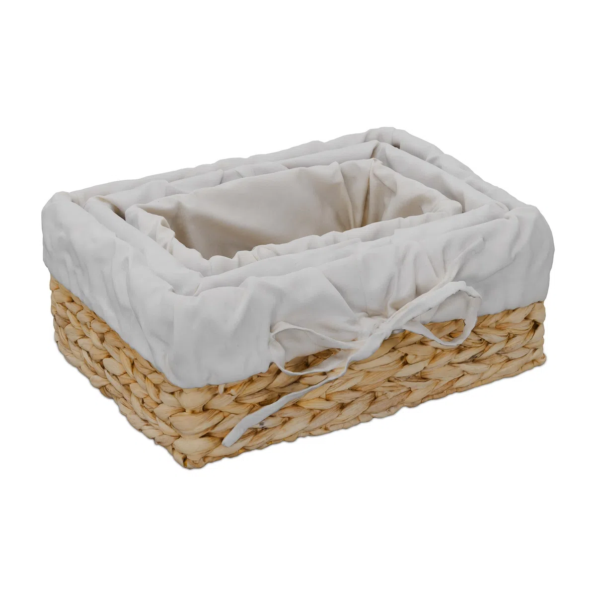 Relaxdays 3 Cestini Portapane, Misure Diverse, Cesto in Giacinto Intrecciato, Porta Pane, Frutta, Cipolle, Marrone Crema