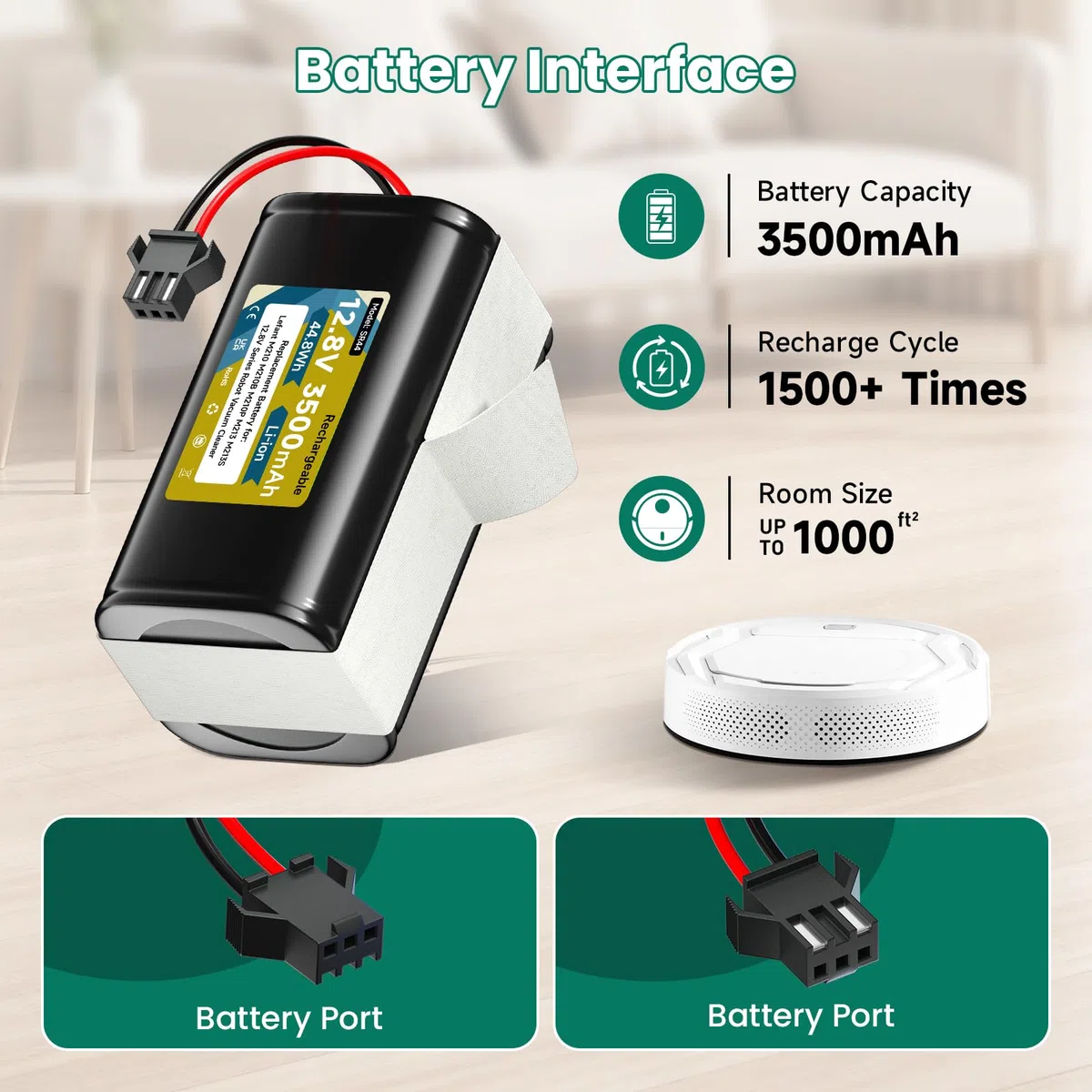 Batteria 12,8V 3500mAh per Lefant M210 / M210B / M210P / M213 / M213S, Batteria dell'aspirapolvere per OKP K2 (Not for 14,4V)