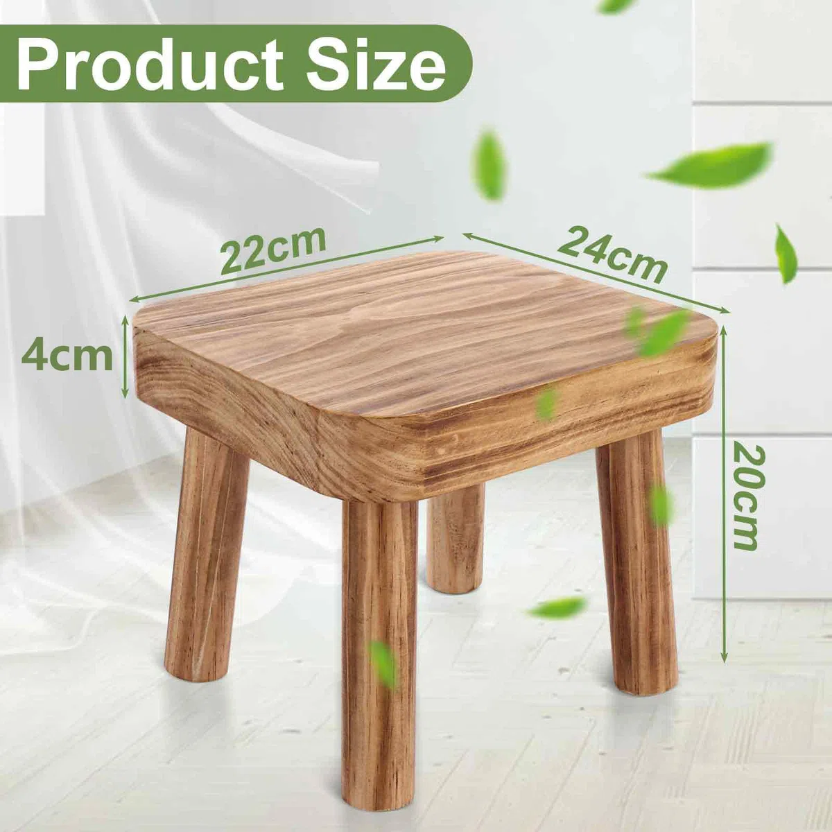 DAJAVE Piccolo sgabello in legno, sgabello per piante, sgabelli per mungitura in legno, sgabelli per interni per bambini, tavolino per piante da appartamento, comodino per camera da letto, 24 x 22 x