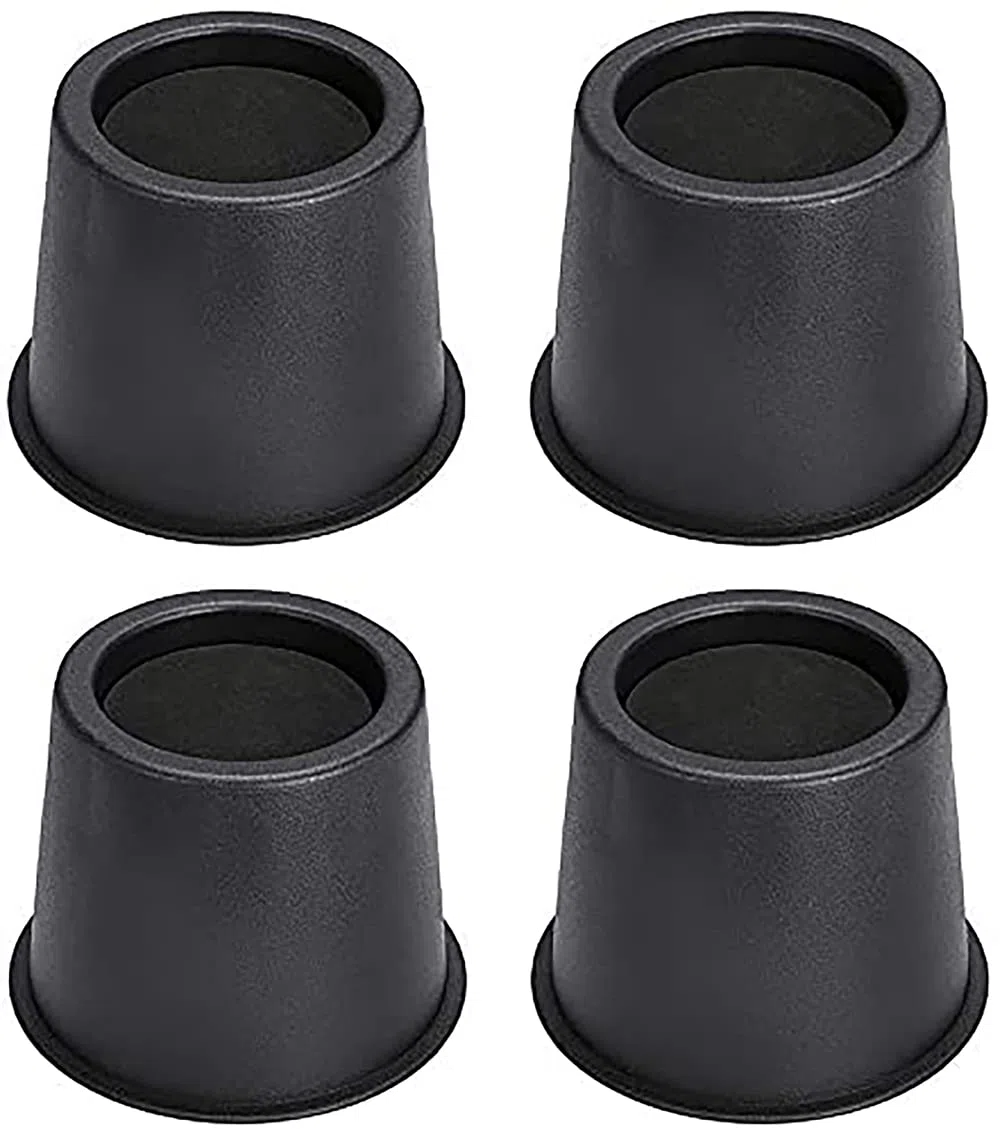 Sollevatori rotondi per letto altezza di 10,5 cm, resistenti, set da 4 pezzi di alzate da tavolo per mobili, ottimo spazio sotto il letto, nero