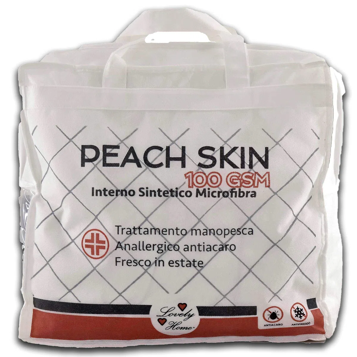 Piumino da Sacco Estivo 100 gr Anallergico Antiacaro - Peach Skin - Bianco, Singolo