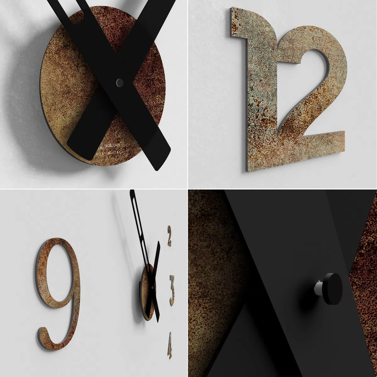 Giallobus - Orologio da Parete Adesivo Grande Float - Typos - Legno Mdf - Float ⌀ 60/80/110cm - 22 - Rust - Orologio da parete moderno - Numeri adesivi 3d - Diametro variabile 60/80/100cm