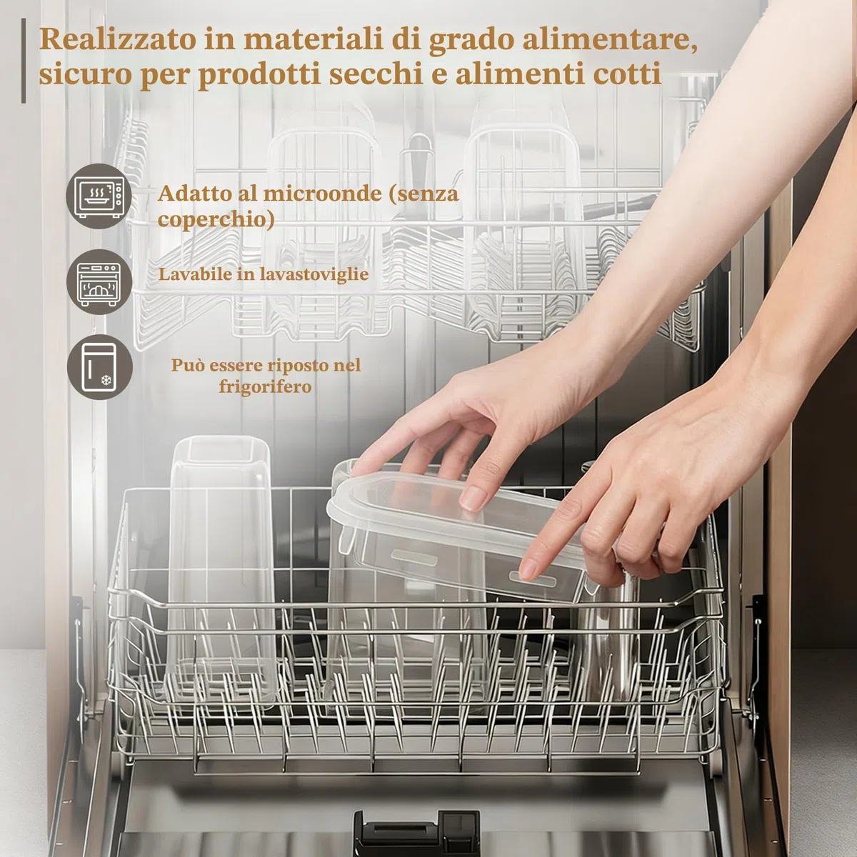 GoMaihe 8 contenitori alimentari da cucina, con chiusura ermetica, in plastica sigillata con coperchio, per conservare cereali, pasta, farina, cibo per animali domestici