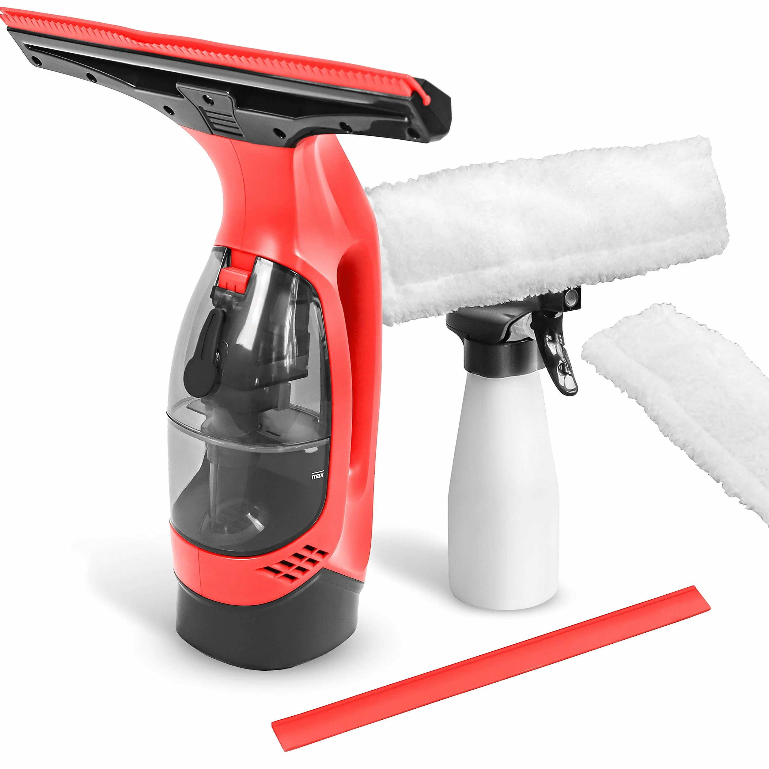 STARK Lavavetri Elettrico per Finestre Ricaricabile 3,7 Volt. Pulisci Vetri Elettrico Serbatoio 150ml Rimovibile. Aspiragocce a Batteria Professionale. Lava Vetri Finestre con Flacone Spray.