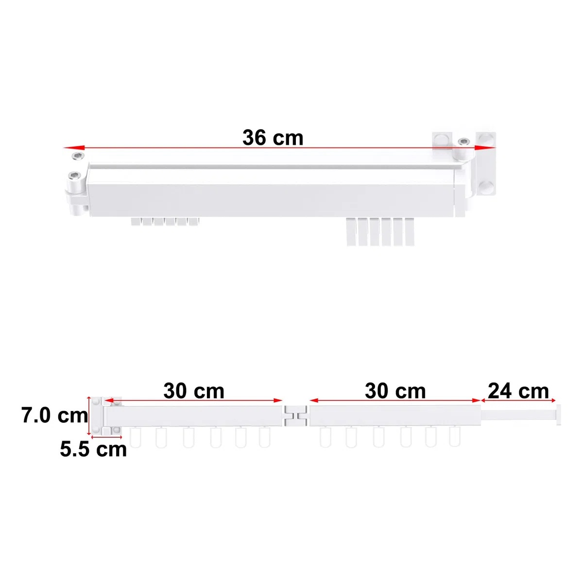 Stendibiancheria da parete stendibiancheria retrattile stendibiancheria pieghevole da muro stendino da parete per balcone, lavanderia, camera da letto, bagno (Bianco, 2-Fold)